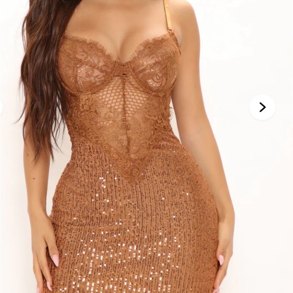 Fashion Nova Copper Lace Dress
